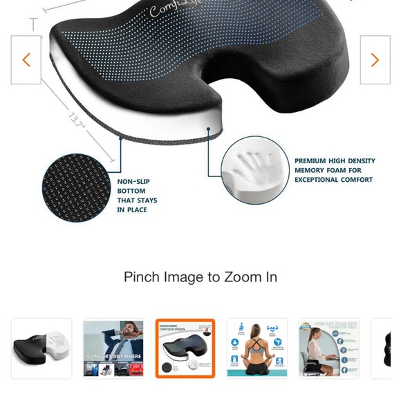 Memory foam black premium comfort chair cushion NWOT.  New condition - Picture 7 of 9